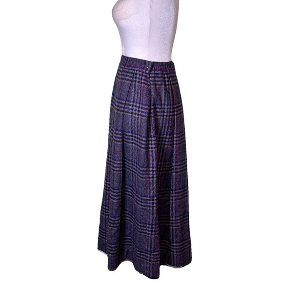 Vintage Russ Womens Plaid Wool Midi Skirt A-Line Tartan Preppy Winter Pockets 10 - Picture 4 of 8